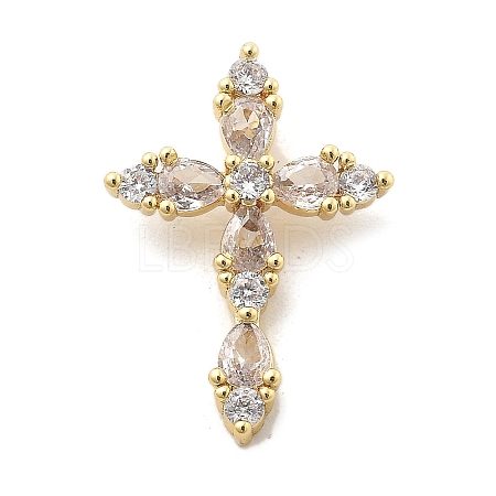 Brass Micro Pave Clear Cubic Zirconia Pendants KK-L228-03G-02-1