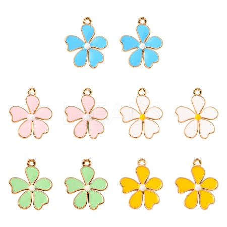 10Pcs 5 Colors Alloy Enamel Pendants ENAM-YW0002-11-1