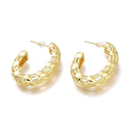 Brass Half Hoop Earrings EJEW-H104-16G-1