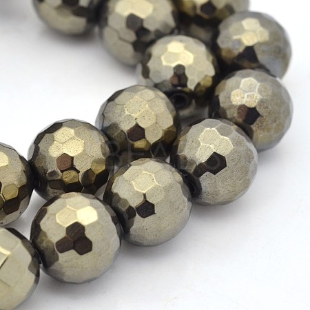 Round Non-magnetic Synthetic Hematite Beads Strands G-D617-12mm-28-1