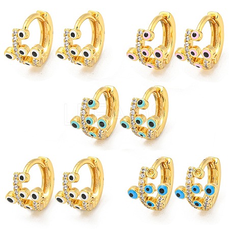 Evil Eye Real 18K Gold Plated Brass Hoop Earrings EJEW-L269-075G-1