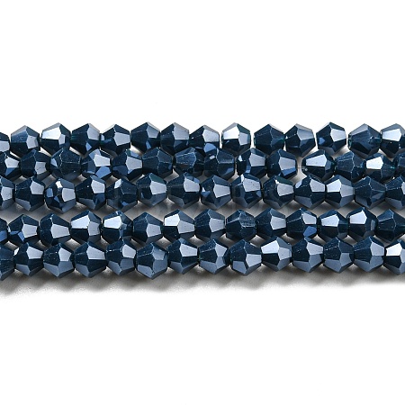 Opaque Solid Color Electroplate Glass Beads Strands GLAA-F029-P4mm-C09-1