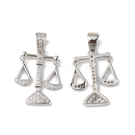Rack Plating Brass Micro Pave Cubic Zirconia Pendants KK-F848-04P-1
