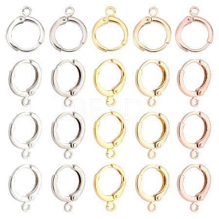 ARRICRAFT 20Pcs 5 Colors Brass Huggie Hoop Earring Findings KK-AR0002-81-1