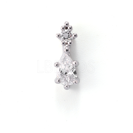Chinese lute Shape Brass Micro Pave Clear Cubic Zirconia Nail Gems Set MRMJ-T015-40P-04-1