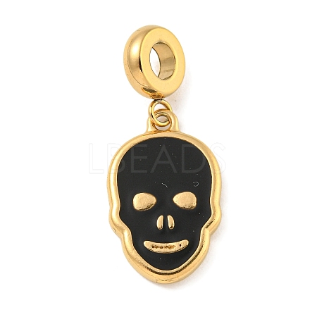 Ion Plating(IP) 304 Stainless Steel Black Enamel European Dangle Charms STAS-U005-43G-1