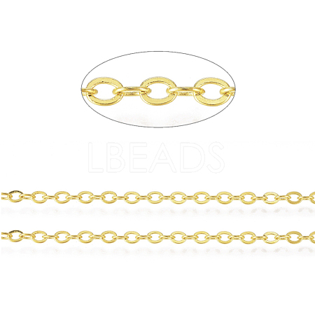 Brass Flat Oval Cable Chains X-CHC025Y-01-G-1