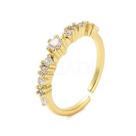 Brass Pave Cubic Zirconia Cuff Rings RJEW-U012-03G-02-1