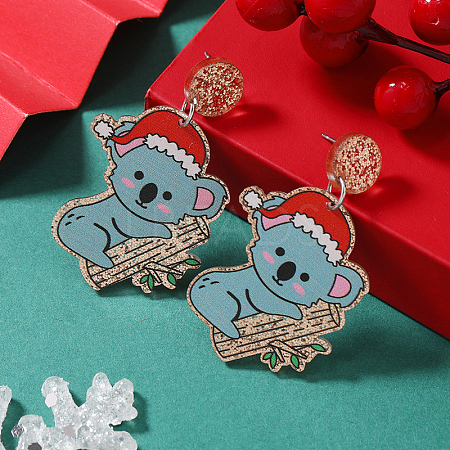 Festive Christmas Acrylic Stud Earrings for Holiday Season Celebration KD3160-3-1