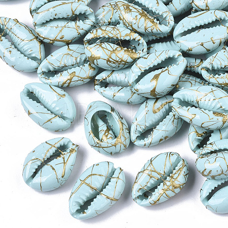Spray Painted Natural Cowrie Shell Beads SSHEL-R047-03-A04-1