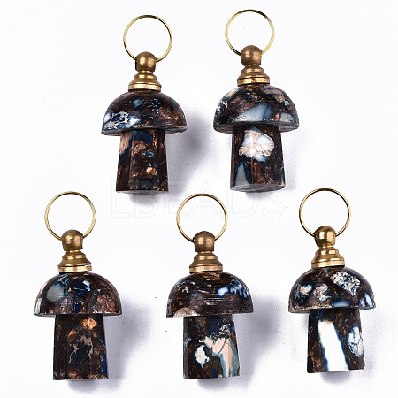 Assembled Synthetic Bronzite and Imperial Jasper Openable Perfume Bottle Pendants G-S366-057F-1