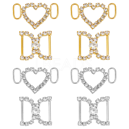 8Pcs 4 Style Brass Crystal Rhinestone Shoe Decoration FIND-HY0003-22-1