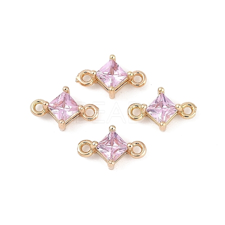 Brass Pave Glass Rhombus Links Connector Charms GLAA-Q088-001A-1