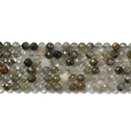 Natural Green Lodolite Quartz Beads Strands G-Z029-02-1
