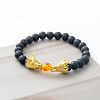 Natural Lava Rock Stretch Bracelet with Dragon Clasps VK5165-2-1