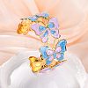 304 Stainless Steel Enamel Cuff Bangles for Women BJEW-P347-01G-B-1