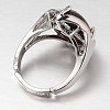 Teardrop Platinum Tone Brass Gemstone Adjustable Wide Band Rings RJEW-L062-02L-3