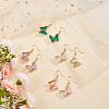 4 Pairs 4 Colors Real 14K Gold Plated Cubic Zirconia Butterfly Dangle Earrings EJEW-AN0003-82-7