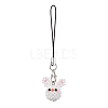 Rabbit Glass Seed Beads Charms Mobile Straps HJEW-MZ00120-1