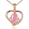 Valentine's Day Theme Heart Shape Brass Clear Cubic Zirconia Pendants Necklaces SJEW-BB62033-C-1
