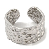 304 Stainless Steel Textured Open Cuff Ring RJEW-C067-05P-2