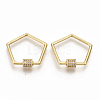 Brass Micro Pave Clear Cubic Zirconia Screw Carabiner Lock Charms ZIRC-S066-005-1