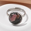Half Round Natural Rhodonite Finger Rings RJEW-M062-01P-07-4