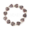 Handmade Millefiori Lampwork & Alloy Heart Beaded Stretch Bracelet BJEW-JB08042-01-1