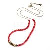 Natural Agate Round Beaded Necklace NJEW-L412-01-1