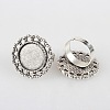 Vintage Adjustable Iron Flower Finger Ring Components Alloy Cabochon Bezel Settings X-PALLOY-O036-02AS-1