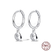 925 Sterling Silver Micro Pave Cubic Zirconia Hoop Earrings TQ8367-1-1