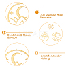 12Pcs 6 Style 201 Stainless Steel Pendants STAS-DC0014-35-5