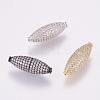 Brass Micro Pave Cubic Zirconia Beads KK-P116-16-1