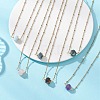 Natural Mixed Stone Faceted Nuggets Pendant 304 Stainless Steel Satellite Chain Necklaces NJEW-JN06025-1