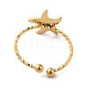 Ion Plating(IP) 304 Stainless Steel Starfish Open Cuff Rings for Women RJEW-H136-06G-3