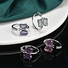 Butterfly Natural Fluorite & Cubic Zirconia Open Cuff Rings RJEW-K288-01P-2