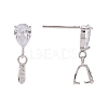 Anti-Tarnish Rhodium Plated 925 Sterling Silver Dangle Stud Earing Settings STER-K038-008P-2
