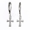 Tarnish Resistant Cross Stainless Steel Dangle Leverback Earrings EJEW-JE01749-1