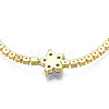 Cubic Zirconia Classic Tennis Necklace with Flower Links NJEW-N048-01C-4