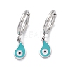 3 Pairs 3 Style Enamel Teardrop with Evil Eye Dangle Hoop Earrings EJEW-B020-18P-2