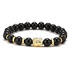 Synthetic Black Stone & Alloy Buddha Head Beaded Strech Bracelets BJEW-JB09420-02-1