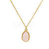 Natural Rose Quartz Irregular Oval Pendant 304 Stainless Steel Cable Chain Necklaces for Women FS-WGF500E-02-2