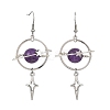 Natural Amethyst & Alloy Pendant Dangle Earrings EJEW-TA00818-04-3