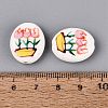 Hand Painted Tulip Flower Oval Porcelain Beads PORC-N012-11C-3