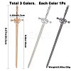 Gorgecraft 3Pcs 3 Colors Chinese Style Alloy Sword Hair Sticks OHAR-GF0001-22-2