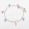 304 Stainless Steel Charm Anklets AJEW-E032-03A-1