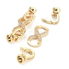 Rack Plating Brass Pave Clear Cubic Zirconia Fold Over Clasps KK-D053-01G-3