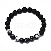 Natural Black Agate Beads Stretch Bracelets BJEW-R309-02-A08-1