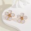 Flower Alloy Enamel Stud Earrings EJEW-P310-01G-01-1