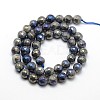 Electroplate Natural Labradorite Round Bead Strands G-L377-36-4mm-2